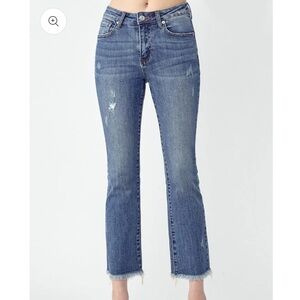 NWT Risen - MID RISE RAW HEM STRAIGHT JEANS-SIZE 3/26